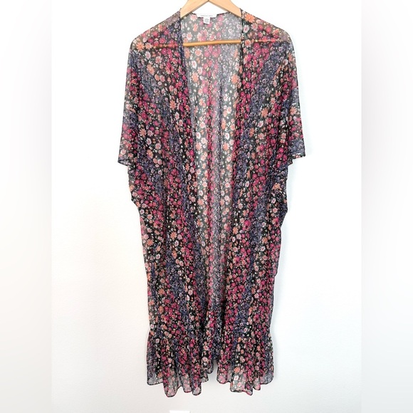 American Eagle Sheer Floral Swim Coverup One Size Boho Ruffle Festival Feminine - Picture 1 of 7